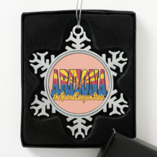 Arizona the Grand Canyon State Snowflake Pewter Christmas Ornament