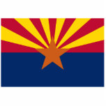 Arizona The Grand Canyon State US Flag Cutout Photo Sculpture Magnet<br><div class="desc">The flag of Arizona consists of 13 rays of red and weld-yellow on the top half. The red and yellow also symbolise Arizona's picturesque landscape. The centre star signifies copper production. The height of the flag is two units high while the width is three units wide.-----Arizona, a southwestern U.S. state,...</div>
