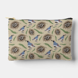 Arizona-Themed Hand-Drawn Gambel's Quail Pattern Accessory Pouch