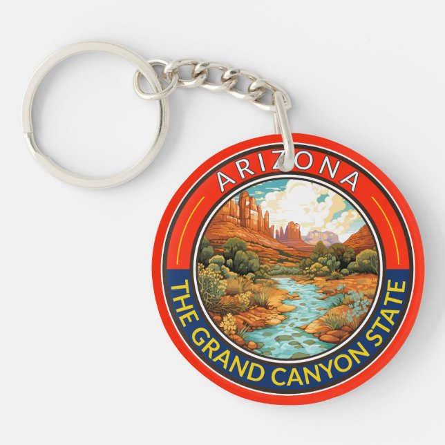 Arizona Travel Art Badge Key Ring (Front)