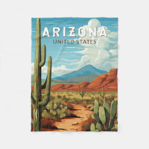 Arizona Travel Art Vintage Fleece Blanket