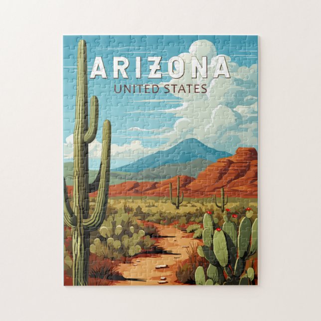 Arizona Travel Art Vintage Jigsaw Puzzle (Vertical)