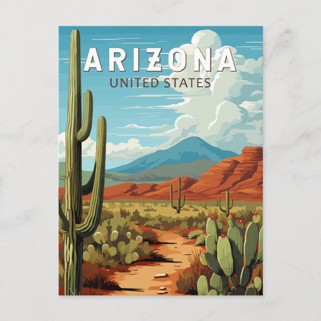 Arizona Travel Art Vintage Postcard (Front)