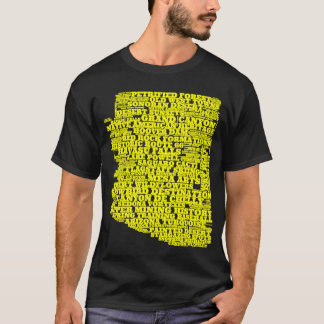 Arizona Typography Art Yellow and Navy Blue T-Shirt