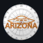 Arizona UFO Dartboard<br><div class="desc">An image of an UFO and the name Arizona. Design with distressed effect.</div>