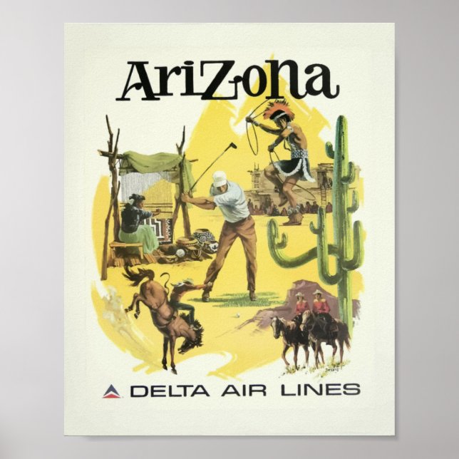 Arizona USA Aviation Airline Vintage Travel Poster (Front)