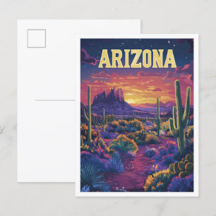 Arizona USA Vintage Illustration Travel Postcard