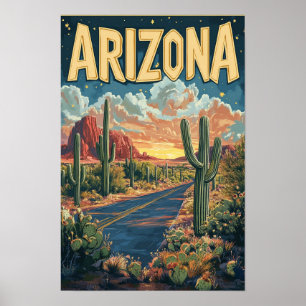 Arizona USA Vintage Illustration Travel Poster