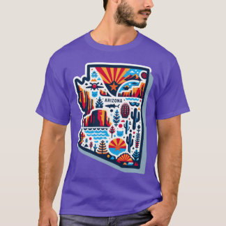 Arizona vibrant design map Oversized T-Shirt