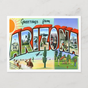 Arizona Vintage Big Letters Postcard