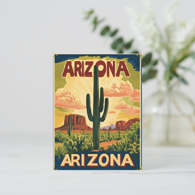 Arizona Vintage Travel Design Postcard (Standing Front)