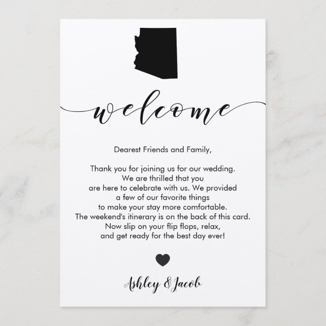 Arizona Wedding Welcome Letter & Itinerary Card (Front)