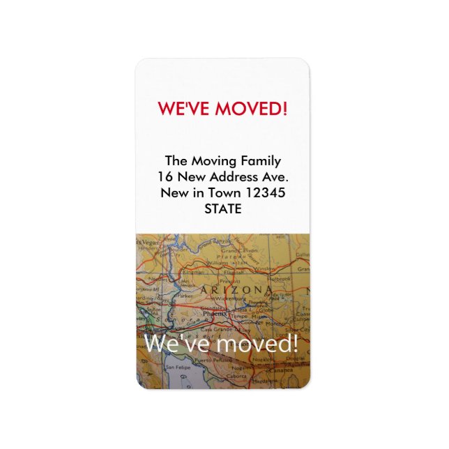 Arizona We've Moved label (Front)