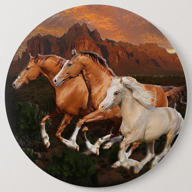 Arizona Wild horses 6 Cm Round Badge (Front)