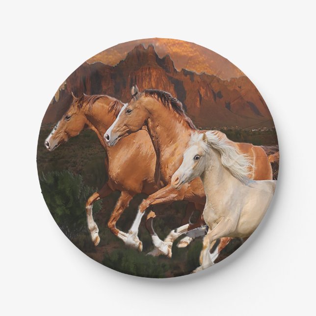 Arizona Wild horses Paper Plate (Front)
