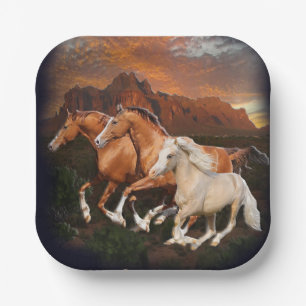 Arizona Wild horses Paper Plate