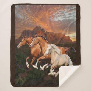 Arizona Wild horses Sherpa Blanket