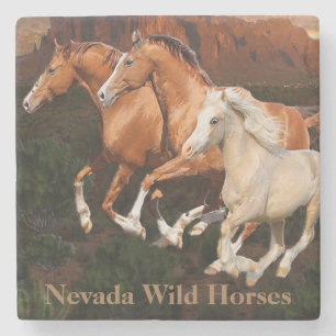 Arizona Wild horses Stone Coaster
