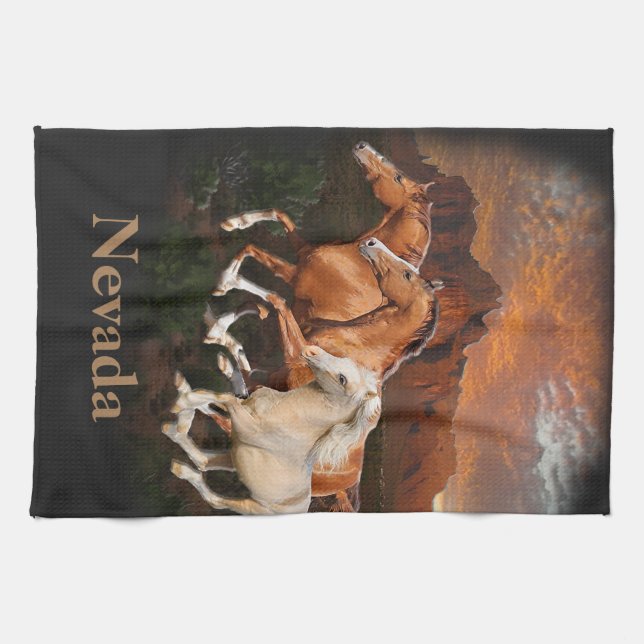 Arizona Wild horses Tea Towel (Horizontal)