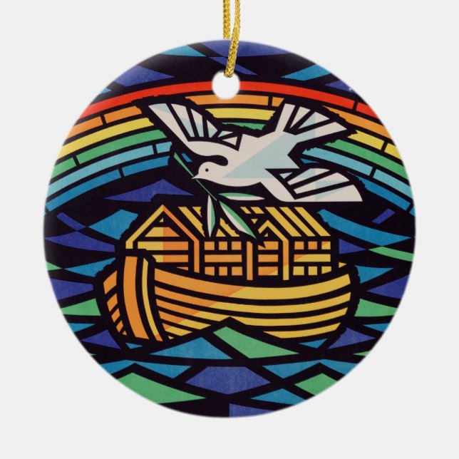 Ark of Noah with Holy Spirit Ceramic Tree Decoration (Front)