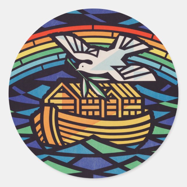 Ark of Noah with Holy Spirit Classic Round Sticker (Front)