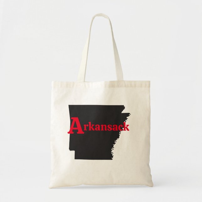 Arkansack Red Text Tote Bag (Front)