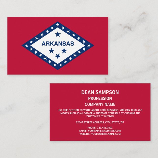 Arkansan Flag, Flag of Arkansas Business Card (Front/Back)