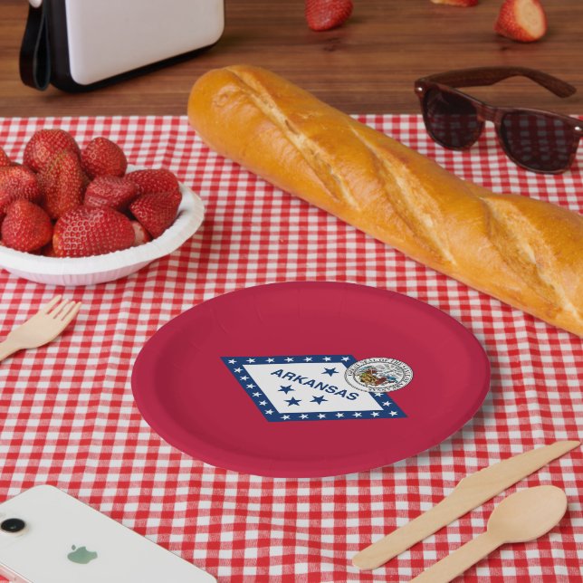Arkansan Flag & Seal, Flag of Arkansas Paper Plate (Picnic)