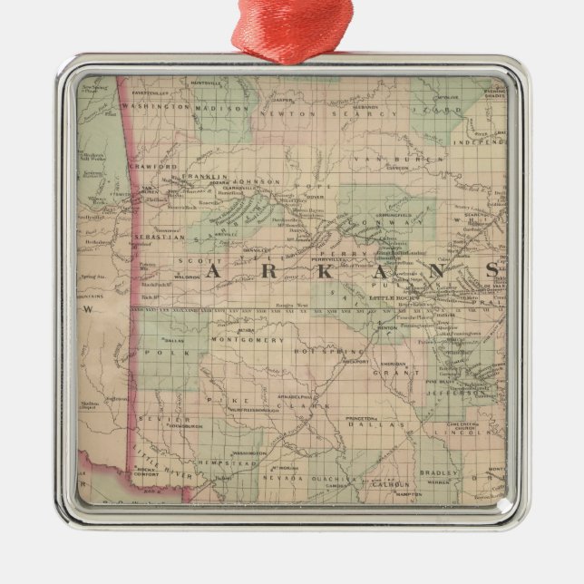 Arkansas and portion of Indian Territory Metal Tree Decoration (Front)