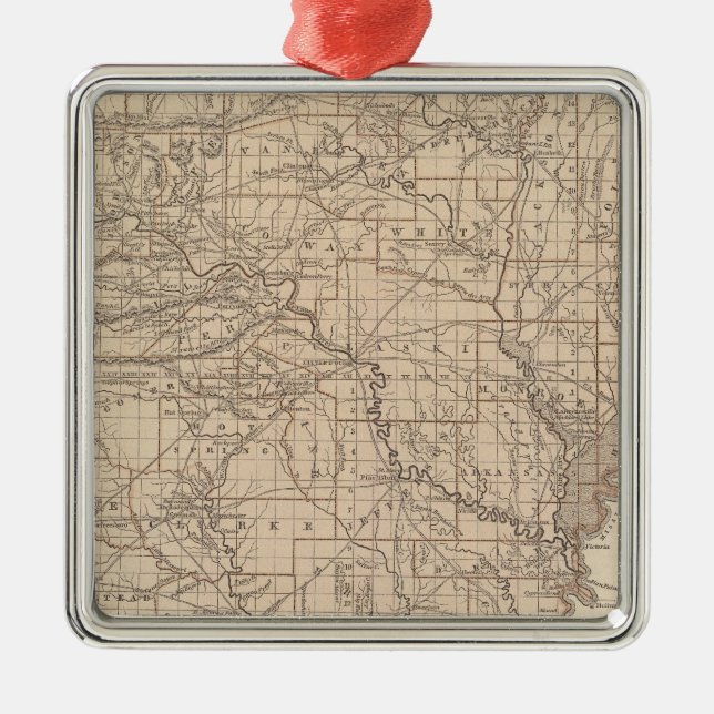 Arkansas Atlas Map Metal Tree Decoration (Front)