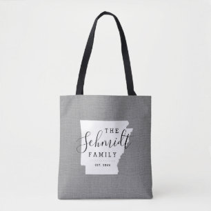 Arkansas Family Monogram State Tote Bag