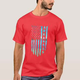 Arkansas Fishing American Flag  T-Shirt