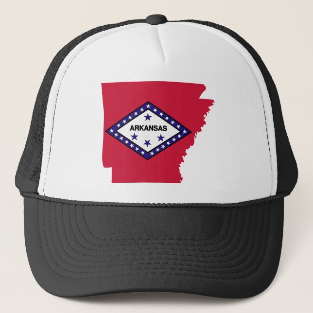 Arkansas Flag Map Trucker Hat (Front)
