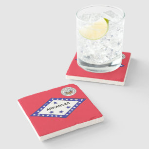 Arkansas flag stone coaster