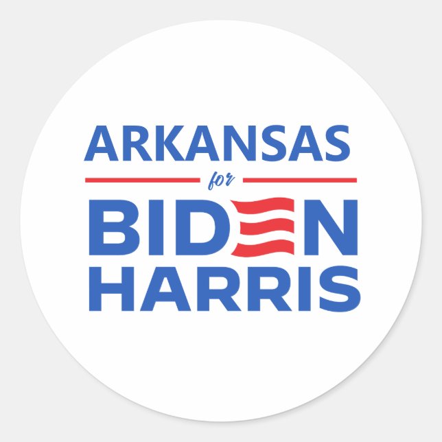 Arkansas for Biden Harris Classic Round Sticker (Front)