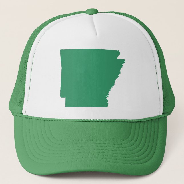 Arkansas Green State Snap Back Mesh Trucker Hat (Front)
