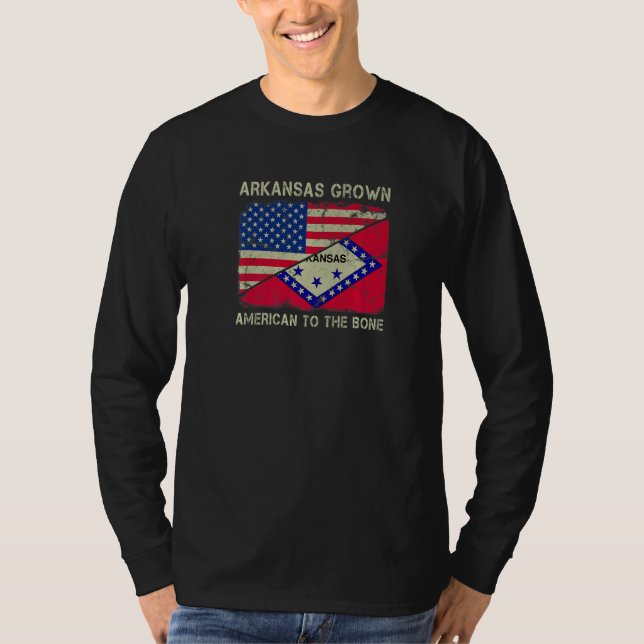 Arkansas Grown American To The Bone Home State Ark T-Shirt (Front)