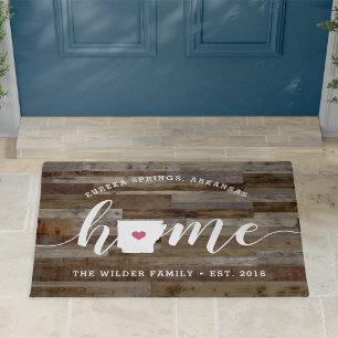 Arkansas Home State Personalised Wood Look Doormat
