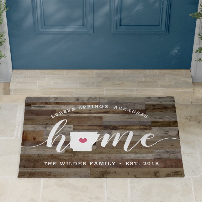 Arkansas Home State Personalised Wood Look Doormat (Creator Uploaded)