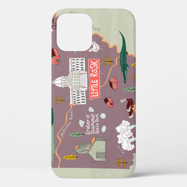 Arkansas Illustrated: USA Travel Map Case-Mate iPhone Case (Back)