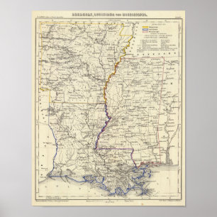 Arkansas, Louisiana and Mississippi Poster