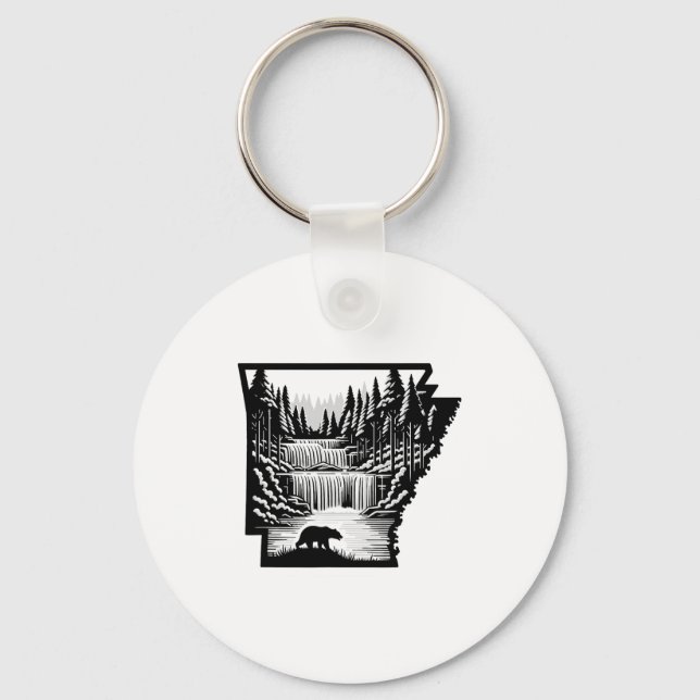 Arkansas Map And Landscape  Key Ring (Front)