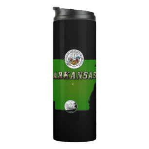 Arkansas Map, Seal and State Quarter Thermal Tumbler