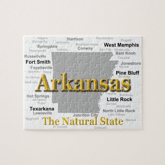 Arkansas Map Silhouette Jigsaw Puzzle (Horizontal)