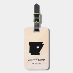 Arkansas Map Wedding Luggage Tag w/ Couple's Name