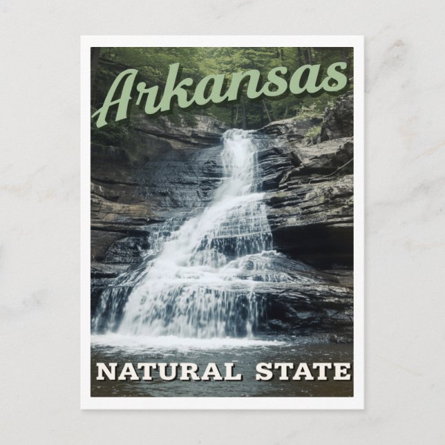 Arkansas Natural State Waterfall Postcard (Front)