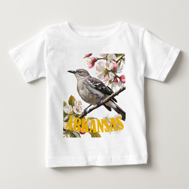 Arkansas Northern Mockingbird Surrounded by Apple  Baby T-Shirt (Front)