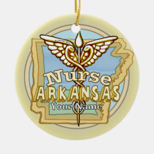 Arkansas Nurse Caduceus Ornament 