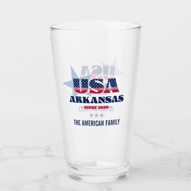 Arkansas Patriotic Pride Personalised Glass (Front)