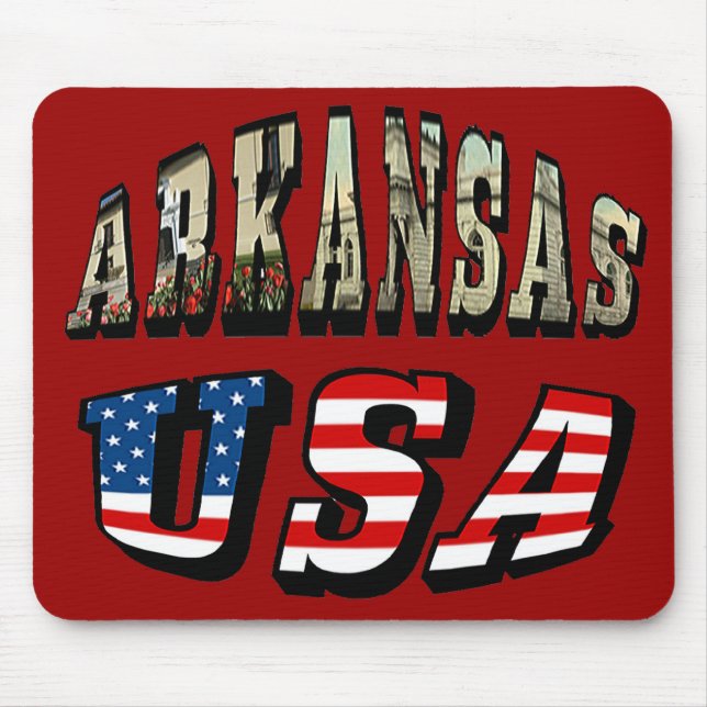 Arkansas Picture and USA Flag Text Mouse Pad (Front)